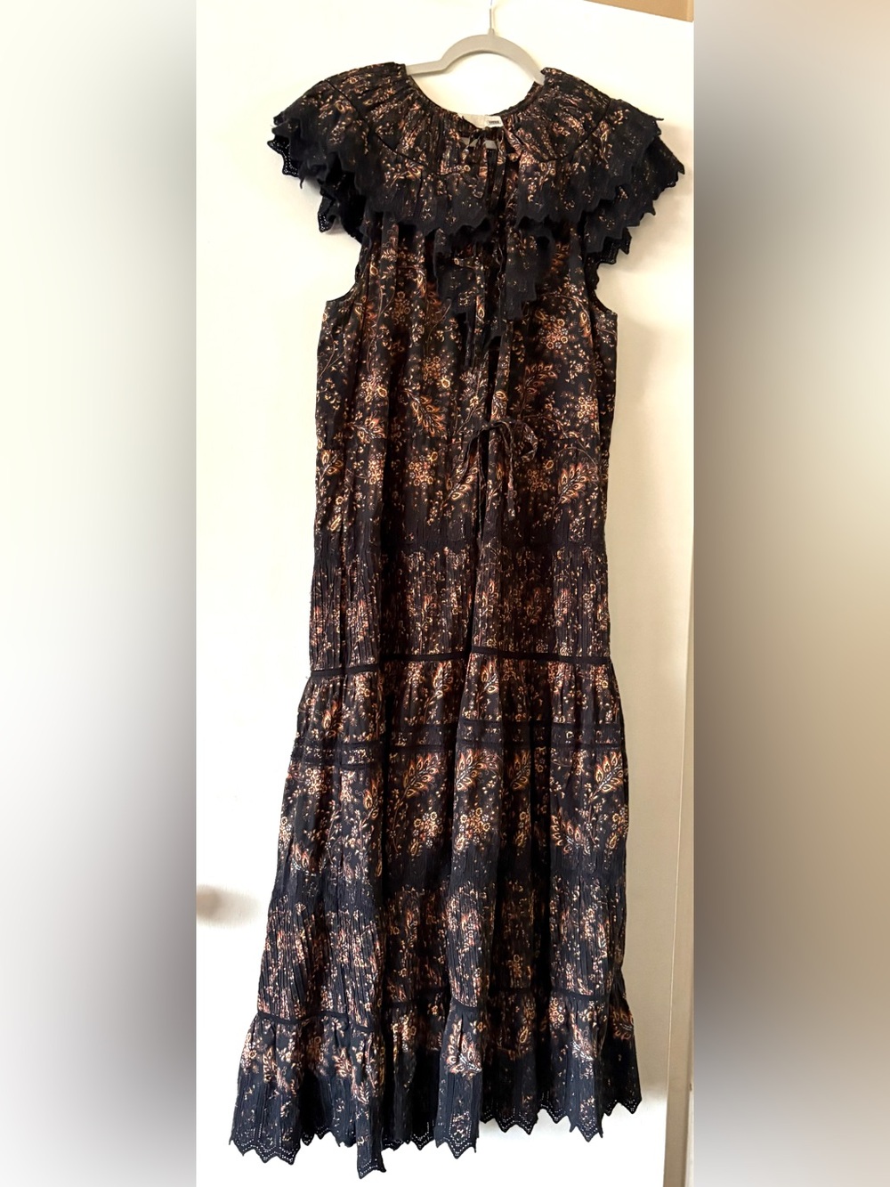 Ulla Johnson Jacqueline Dress Handmade Black Floral Lace Midi Dress - Picture 6 of 15